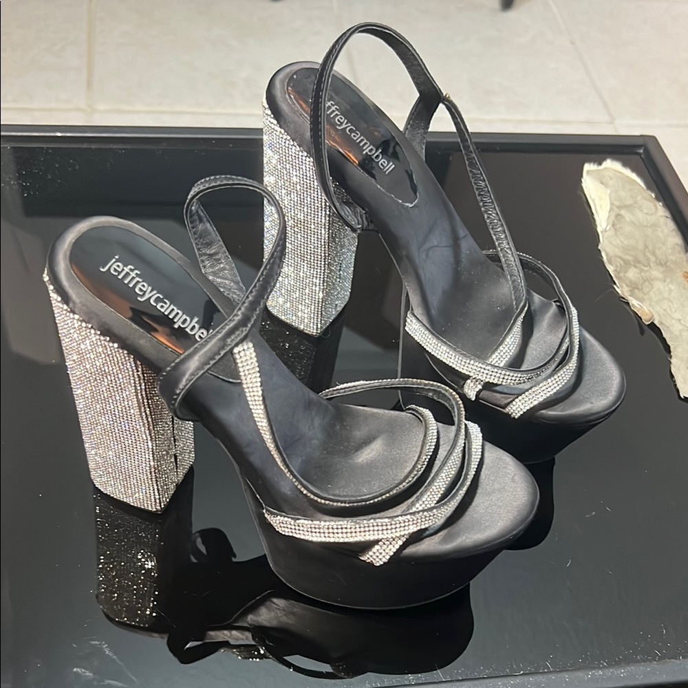 Jeffrey Campbell Black Heels with Rhinestone accents